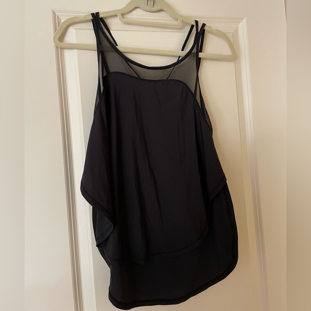 Black Mesh Racerback Tank Top - Picture 3 of 5